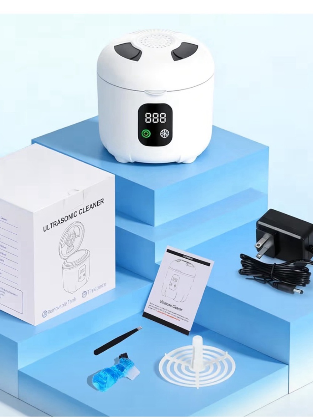 Newelkin 45KHz Ultrasonic Retainer Cleaner w/ Drying Denture Jewelry